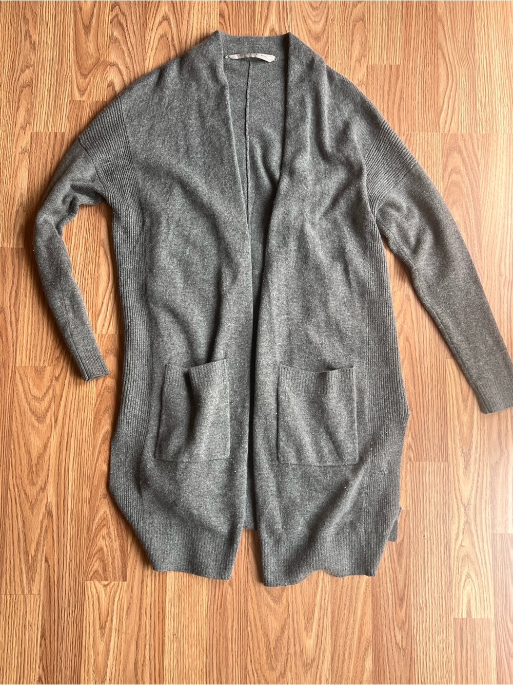 Athleta Spirit Wrap Gray Open-Front Long Cardigan Sweater